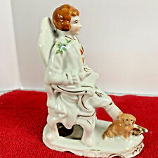 Ceramic Figurine Victorian Man with Dog circa 1930s Japan picture
