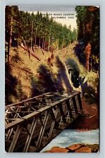 Train Traveling Through Rough Country, Bridge, California Vintage Postcard picture