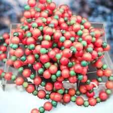 Wood Bead Christmas Tree Garland Green Red Round Lot of 3 Strands Vintage  picture