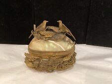 RARE ANTIQUE AUTHENTIC SHELL, BRONZE BRASS BIRDS NEST TRINKET BOX MUST SEE NR picture