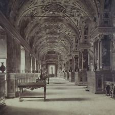 Grand Hall Vatican Library Rome Stereoview c1901 Antique Italy Italian IT A1385 picture