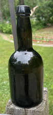 Antique 18th century handmade 4-part mold blown green whiskey glass bottle Rare picture