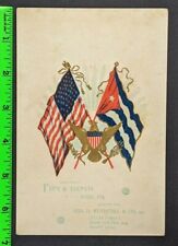 Vtg 1880s Atlas Paints York PA Embossed USA Dominican Flag Patriotic Trade Card picture