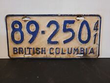 1941 British Colombia License Plate Tag Original. picture