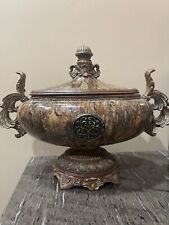 Vintage antique vase, brown marble with a lid, jewelry box picture
