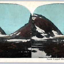 c1900s Unknown Snow Capped Mountains Artistic Stereoview Blue Hand Colored V37 picture