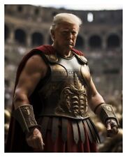 PRESIDENT DONALD TRUMP DRESSED UP AS ROMAN GLADIATOR IN COLOSEUM 8X10 AI PHOTO picture