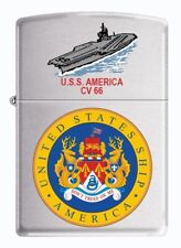USS America (CV-66) Aircraft Carrier Zippo MIB  Brushed Chrome picture
