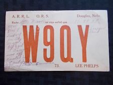 QSL RADIO CARD DOUGLAS NEBRASKA W9QY  -1929            C13 picture