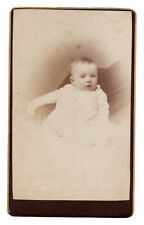 ANTIQUE CDV 1880 F.W. ALLDERIDGE BABY IN WHITE DRESS NEW BRITAIN CONNETICUIT picture