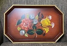 Vtg Nashco Products New York Floral Hand Painted Toleware Rectangle Metal Tray picture