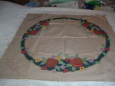 Vtg 30s Art Deco Woven Royal Society Tinted Roses Tablecloth To Finish 36