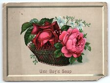 c1880 DAY'S SOAP PHILADELPHIA PA ROSES EMBOSSED LARGE VICTORIAN TRADE CARD Z4104 picture
