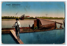 Szeged Hungary Postcard Fisherman Fishing Boat and Net c1910 Antique Posted picture