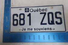 Quebec Canada License Plate Tag PQ 681 ZQS picture
