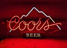 Vintage Large 1980s Coors Mountain Beer Bar Sign Decor Display Neon Glass 27x15” picture