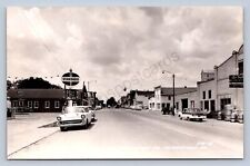 K1/ Clarence Iowa RPPC Postcard c1950s HWY 30 Gas Station Stores  437 picture