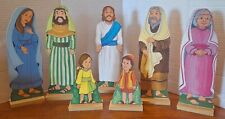 Vintage Wooden Bible Stories Figures with Stands Sunday School Education RARE picture