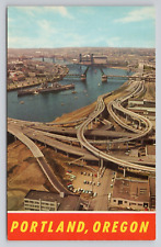 Postcard Portland Oregon Concrete Spaghetti Freways Willamette River picture