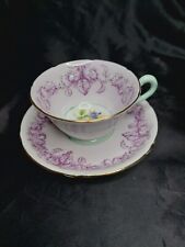 Vintage Copelands Grosvenor China England Lilac Footed Teacup & Saucer Set  EUC picture