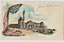 UNION STATION RAILROAD STATION ST LOUIS MO 1904G USA FLAG BORDER GRUSS AUS STYLE picture
