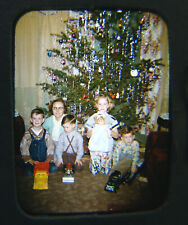 1955 Christmas Tree Kids & Toys Color 35mm Slide Photo army truck tractor doll picture