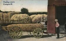Exaggeration 1910 Hauling Corn to Emington,Ill. Antique Postcard 1c stamp picture