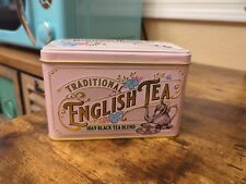 Vintage English Breakfast Tea Tin Caddy -Pink- EMPTY- NO TEABAGS picture