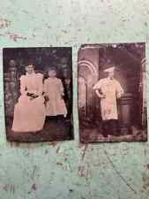 Pair Of Antique Late 1800s 1/6th Plate Tintype Photos picture