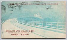 Greenville Mississippi~Greenville-Lake Village Bridge B&W~Vintage Postcard picture