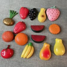 Retro Refrigerator Fruit Magnets Lot of 15 Vintage Plastic & Ceramic Fruit & Veg picture