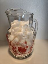DISNEY 1938 SNOW WHITE & THE 7 DWARFS GLASS PITCHER-RARE RED GRAPHICS picture