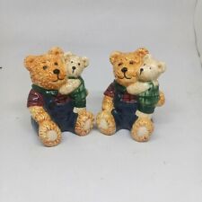 Vintage GKAO Ceramic Sitting Teddy Bears Salt & Pepper Shakers-Hugging-Baby Bear picture
