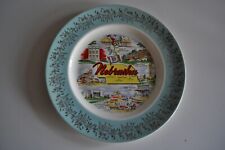 Vintage Nebraska State Plate 1950’s with Green and Gold Band picture