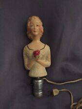 Antique Art Deco Chalkware Half Doll Lamp , No Dress/ Shade picture