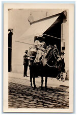 Lima Peru Postcard Indian Woman Delivering Milk c1940's Vintage RPPC Photo picture