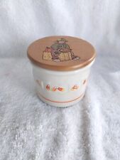 Longaberger Pottery Candy Corn 1 Pint Crock W/ Lid Halloween Very Good Condition picture