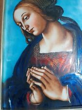 Antique Art Nouveau Enamel Plaque Maria Portrait of Madonna Virgen Mary Raphael  picture