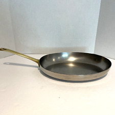 VTG PAUL REVERE WARE SIGNATURE STAINLESS 1801 OVAL FISH SKILLET PAN BRASS HANDLE picture