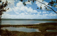 Michigan Glen Lake Miller Hill aerial view Fisher Lake ~ 1957 postcard sku349 picture