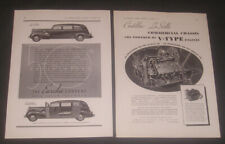 1937 Cadillac La Salle Funeral Car / Hearse & V-8 Engine Photo, 2 Vintage Ads   picture
