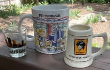 Vintage Pittsburgh Mug, Mini Mug And Shot Glass Never Used picture