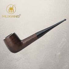 MUXIANG Ebony Wooden Smoking Straight Stem Tobacco Pipe 9mm Filter Handmade Gift picture