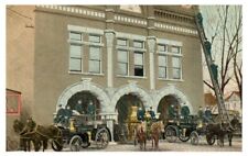 Early Postcard ~ Waterloo Iowa East Side Fire Station Horse Drawn Engines picture
