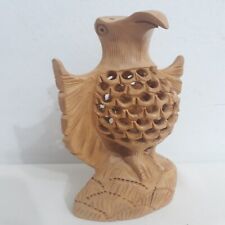 Vintage Hand Carved Wood Eagle Sculpture Wooden Carving Statue Undercut Figurine picture
