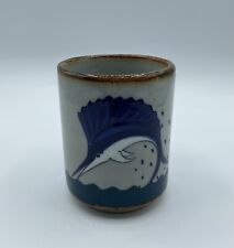 Stoneware Swordfish Design Coffee Mug Signed A Mexico EUC Colorful Nautical picture