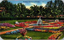 Vintage 1940's Beautiful Flowers of Sunken Gardens Florida FL Postcard  picture