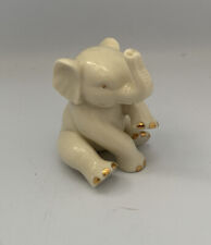 Lenox Baby Elephant Porcelain Figurine 24k Gold Trim Sitting Trunk Up 3 inch picture