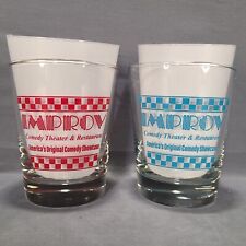 2 IMPROV Comedy Theater & Restaurant Glasses Red & Blue EUC picture