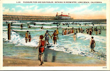 Long Beach California CA Pleasure Pier Sun Parlor Beach Vintage 1920s Postcard picture